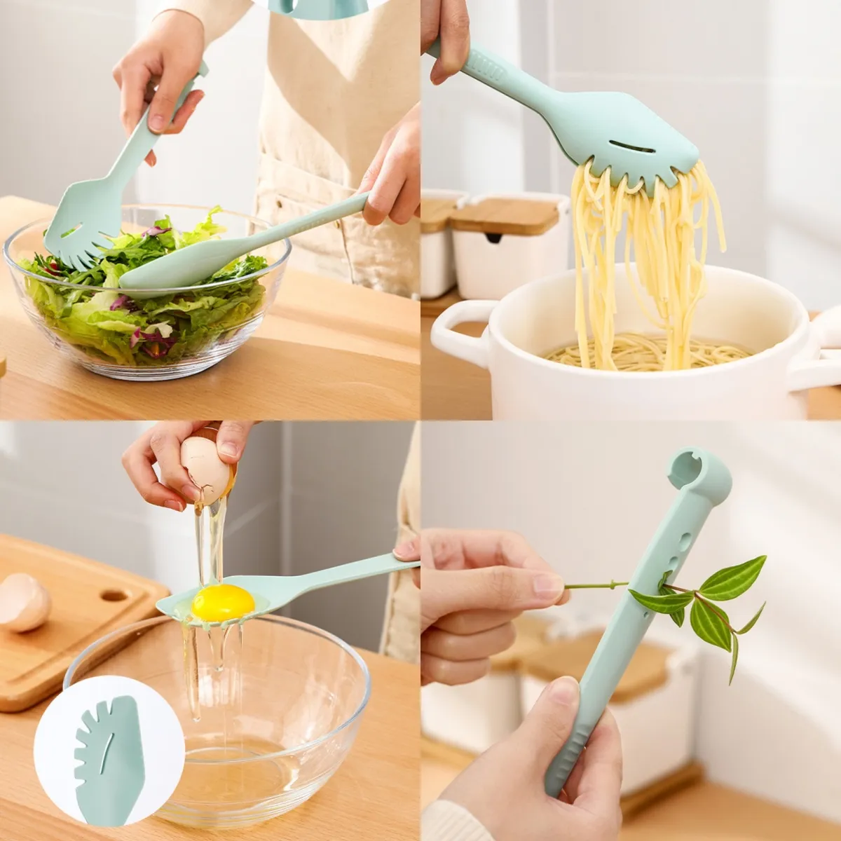 🔥3-in-1 Multifunctional Kitchen Clamps🧑‍🍳used as a salad mixer, sauce spoon, spatula, spatula, and other kitchen tools